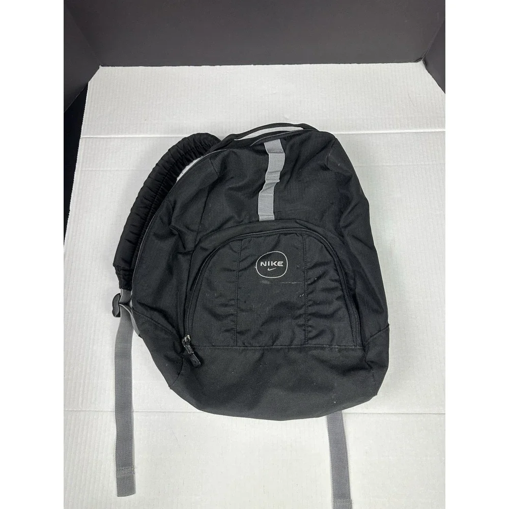 Vintage 90s Nike Black Backpack Y2K Embroidered Logo Multi Functional School